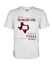 JUST A COLORADO GIRL IN A TEXAS WORLD V-Neck T-Shirt thumbnail