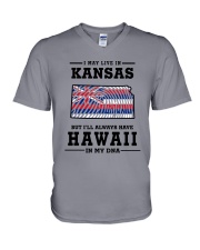 LIVE IN KANSAS BUT I'LL HAVE HAWAII IN MY DNA V-Neck T-Shirt thumbnail