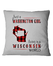 JUST A WASHINGTON GIRL IN A WISCONSIN WORLD Square Pillowcase thumbnail