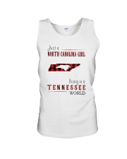 JUST A NORTH CAROLINA GIRL IN A TENNESSEE WORLD Unisex Tank thumbnail