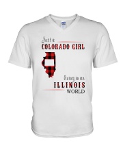 JUST A COLORADO GIRL IN AN ILLINOIS WORLD V-Neck T-Shirt thumbnail