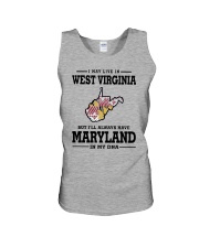LIVE IN WEST VIRGINIA BUT MARYLAND IN MY DNA Unisex Tank thumbnail