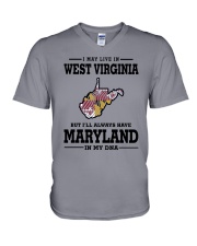 LIVE IN WEST VIRGINIA BUT MARYLAND IN MY DNA V-Neck T-Shirt thumbnail
