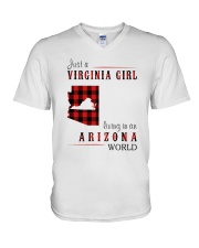 JUST A VIRGINIA GIRL IN AN ARIZONA WORLD V-Neck T-Shirt thumbnail