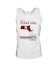 JUST A TEXAS GIRL IN A MASSACHUSETTS WORLD Unisex Tank thumbnail