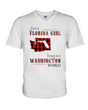 JUST A FLORIDA GIRL IN A WASHINGTON WORLD V-Neck T-Shirt thumbnail