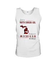 JUST A NORTH CAROLINA GIRL IN A MICHIGAN WORLD Unisex Tank thumbnail