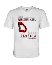 JUST A MISSOURI GIRL IN A GEORGIA WORLD V-Neck T-Shirt thumbnail