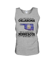 LIVE IN OKLAHOMA BUT I'LL HAVE MINNESOTA IN MY DNA Unisex Tank thumbnail