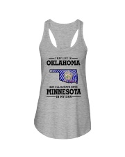 LIVE IN OKLAHOMA BUT I'LL HAVE MINNESOTA IN MY DNA Ladies Flowy Tank thumbnail