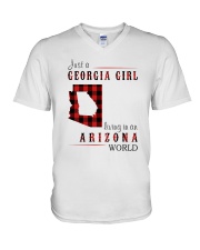 JUST A GEORGIA GIRL IN AN ARIZONA WORLD V-Neck T-Shirt thumbnail