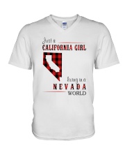 JUST A CALIFORNIA GIRL IN A NEVADA WORLD V-Neck T-Shirt thumbnail