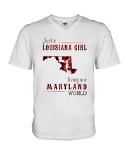 JUST A LOUISIANA GIRL IN A MARYLAND WORLD V-Neck T-Shirt thumbnail