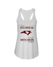 JUST A SOUTH CAROLINA GIRL-A NORTH CAROLINA WORLD Ladies Flowy Tank thumbnail