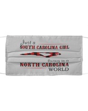 JUST A SOUTH CAROLINA GIRL-A NORTH CAROLINA WORLD Cloth face mask thumbnail