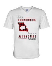 JUST A WASHINGTON GIRL IN A MISSOURI WORLD V-Neck T-Shirt thumbnail