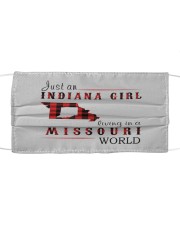 JUST AN INDIANA GIRL IN A MISSOURI WORLD Cloth face mask thumbnail