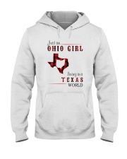 JUST AN OHIO GIRL IN A TEXAS WORLD Hooded Sweatshirt front