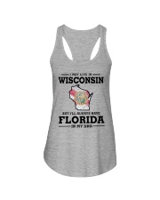 LIVE IN WISCONSIN BUT I'LL HAVE FLORIDA IN MY DNA Ladies Flowy Tank thumbnail