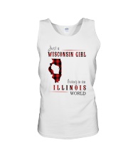 JUST A WISCONSIN GIRL IN AN ILLINOIS WORLD Unisex Tank thumbnail