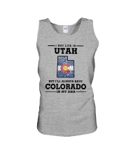 LIVE IN UTAH BUT I'LL HAVE COLORADO IN MY DNA Unisex Tank thumbnail