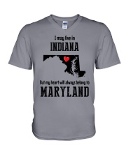 LIVE IN INDIANA BUT BELONG TO MARYLAND V-Neck T-Shirt thumbnail