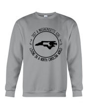 MASSACHUSETTS GIRL LIVING IN NORTH CAROLINA WORLD Crewneck Sweatshirt thumbnail