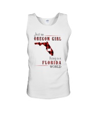 JUST AN OREGON GIRL IN A FLORIDA WORLD Unisex Tank thumbnail
