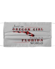 JUST AN OREGON GIRL IN A FLORIDA WORLD Cloth face mask thumbnail