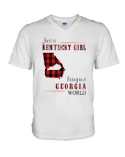 JUST A KENTUCKY GIRL IN A GEORGIA WORLD V-Neck T-Shirt thumbnail