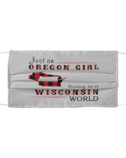 JUST AN OREGON GIRL IN A WISCONSIN WORLD Cloth face mask thumbnail