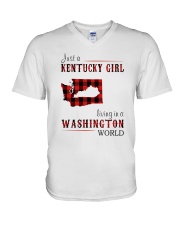 JUST A KENTUCKY GIRL IN A WASHINGTON WORLD V-Neck T-Shirt thumbnail