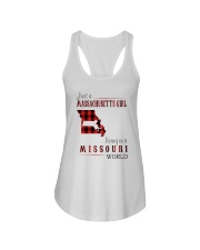 JUST A MASSACHUSETTS GIRL IN A MISSOURI WORLD Ladies Flowy Tank thumbnail