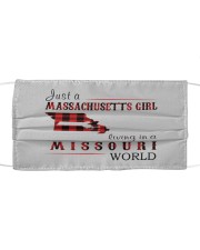 JUST A MASSACHUSETTS GIRL IN A MISSOURI WORLD Cloth face mask thumbnail