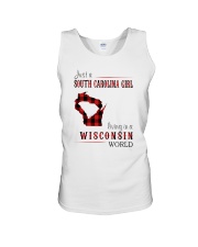 JUST A SOUTH CAROLINA GIRL IN A WISCONSIN WORLD Unisex Tank thumbnail