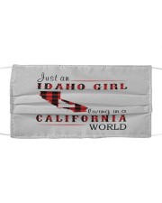 JUST A IDAHO GIRL IN A CALIFORNIA WORLD Cloth face mask thumbnail