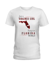 JUST A VIRGINIA GIRL IN A FLORIDA WORLD Ladies T-Shirt thumbnail