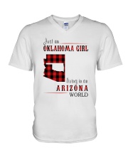 JUST AN OKLAHOMA GIRL IN AN ARIZONA WORLD V-Neck T-Shirt thumbnail