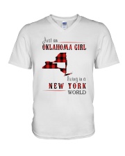 JUST AN OKLAHOMA GIRL IN A NEW YORK WORLD V-Neck T-Shirt thumbnail