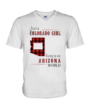 JUST A COLORADO GIRL IN AN ARIZONA WORLD V-Neck T-Shirt thumbnail