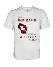 JUST A LOUISIANA GIRL IN A WISCONSIN WORLD V-Neck T-Shirt thumbnail