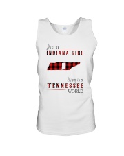 JUST AN INDIANA GIRL IN A TENNESSEE WORLD Unisex Tank thumbnail