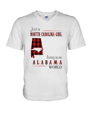 JUST A NORTH CAROLINA GIRL IN AN ALABAMA WORLD V-Neck T-Shirt thumbnail