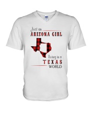 JUST AN ARIZONA GIRL IN A TEXAS WORLD V-Neck T-Shirt thumbnail