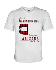 JUST A WASHINGTON GIRL IN AN ARIZONA WORLD V-Neck T-Shirt thumbnail