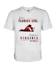 JUST A FLORIDA GIRL IN A VIRGINIA WORLD V-Neck T-Shirt thumbnail