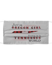 JUST AN OREGON GIRL IN A TENNESSEE WORLD Cloth face mask thumbnail