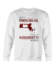 JUST A PENNSYLVANIA GIRL IN A MASSACHUSETTS WORLD Crewneck Sweatshirt thumbnail