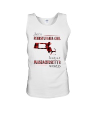 JUST A PENNSYLVANIA GIRL IN A MASSACHUSETTS WORLD Unisex Tank thumbnail