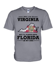 LIVE IN VIRGINIA BUT I'LL HAVE FLORIDA IN MY DNA V-Neck T-Shirt thumbnail